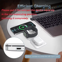 Cargador Inalámbrico Magnético 3 en 1 Plegable, Salida de Energía de 15W, Base de Carga Inalámbrica Rápida Compatible con Teléfono y Auriculares