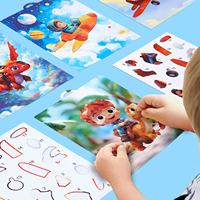 Livre d'activités de dessin pour enfants sur le thème des garçons : Puzzle de lettres autocollantes 2-en-1 et mon premier livre de numéros autocollants