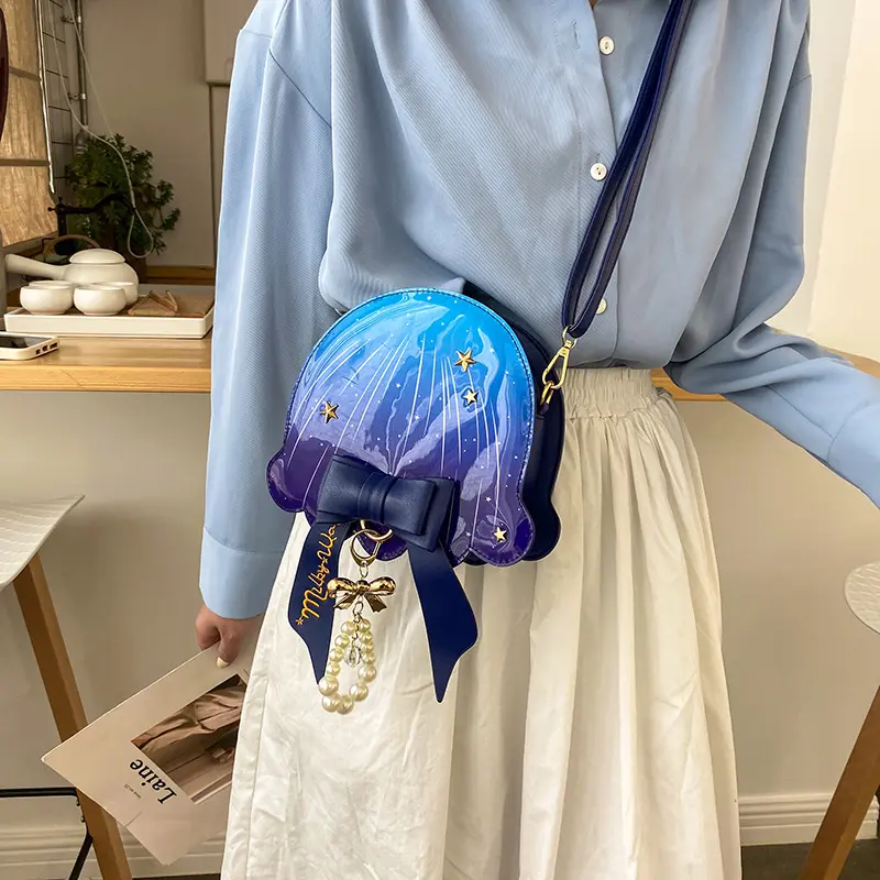 LXB111 New Fantasy Undersea Jellyfish Shoulder Bag Pearl Bow Rivet女性Crossbody Contrasting Colorショルダーバッグ