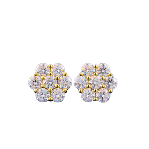 Fast Shipping 925 Sterling <b>Silver</b> Gold Plated GRA Certificate VVS Moissanite Hip Hop Unisex Flower <b>Stud</b> Earrings Fashion Jewelry - Product Image 6