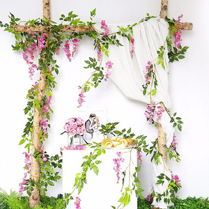 Artificial Wisteria Vines Pink Silk 100cm-200cm Home Decor <b>Wedding</b> <b>Arch</b> - Product Image 4