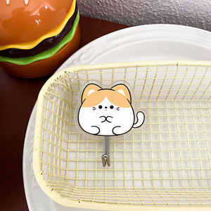 Kundenspezifisch Bedruckter Langlebiger Kunststoffhaken mit Transparentem Cartoon-Katzen-Burger-Design für Heim- und Bürodekoration & Geschäftsgeschenke - Product Image 3