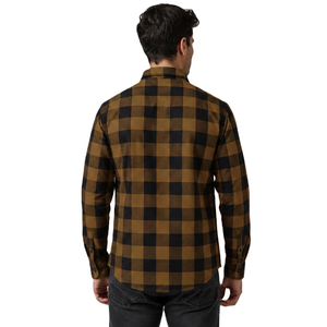 Chemise en flanelle à carreaux en coton pour homme, personnalisée, automne |   Chemise à manches longues à carreaux brossés avec col rabattu |   OEM ODM Vente en gros en vrac - Product Image 2