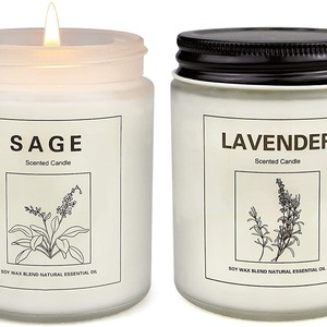 Bougie en cire de soja à la lavande et à la sauge, 7 oz chacune, ensemble de bougies parfumées aux huiles essentielles naturelles - Product Image 2