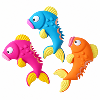 Jouet à mâcher pour chien en caoutchouc latex écologique, jouet couineur coloré en forme de poisson pour chiots