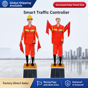Robot Controlador de Tráfico Solar Inteligente con Doble Brazo para Agitar Banderas, Maniquí de Seguridad para Obras Viales - Product Image 2