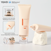 Tube souple vide de 70 ml avec bouchon à vis et boule décorative or rose, emballage de crème solaire à capuchon double pièce sur pied