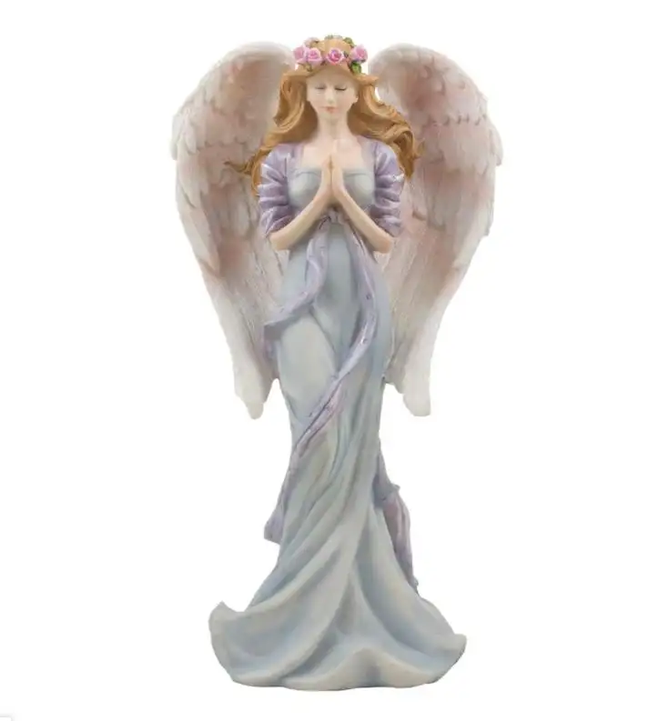 Estatua decorativa de pie de Ángel en oración para decoración, esculturas y figuritas de decoración religiosa o Pascuas