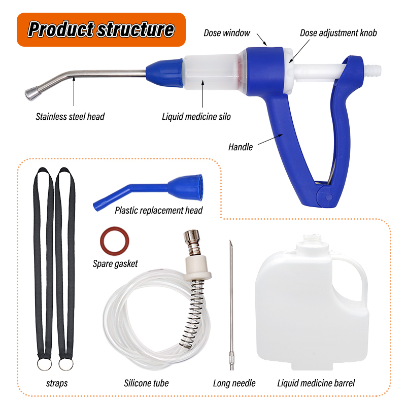 Injecteur de Pistolet à seringue pour bovins, seringue Continue Semi-Automatique pour bétail 25 ML 50 ML, Outil vétérinaire à seringue Continue réglable pour bovins chèvre Cochon (25 ML