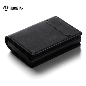 TILONSTAR TVC902 Customized Logo Smart Aluminum <b>Case</b> Pop Up Wallet With Zipper <b>Coin</b> Purse RFID Credit Card Holder - Product Image 2