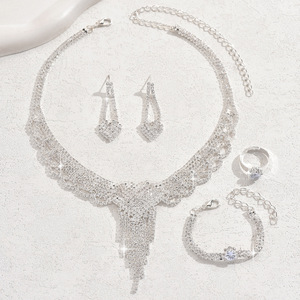 5-Piece Romantic Alloy Zircon Tassel Women's Bridal Jewelry <b>Set</b> with Banquet Style Design - Product Image 4