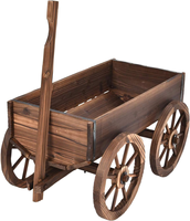 Wood Wagon Pot Pot bunga berdiri dengan roda dekorasi rumah taman luar ruangan