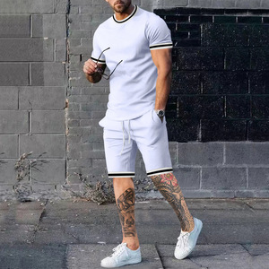 PASUXI hommes été Street Style à manches courtes Shorts costume décontracté O cou lâche sport t-shirt deux pièces ensemble - Product Image 3