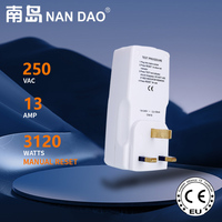 Disjoncteur différentiel industriel NANDAO 13A CE pour prise PRCD avec adaptateur de prise standard britannique pour climatiseurs