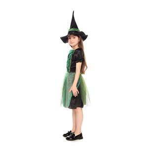 Costume da Piccola Strega per Bambini, Travestimento per Halloween Ispirato a Film e Serie <span class=keywords><strong>TV</strong></span>, Verde con Nero - Product Image 5