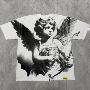 T-shirt Unisex Oversize Personalizzata con Stampa Cupido e Scritta 'THAT'S a AWFUL LOT of COUGH SYRUP', 100% Cotone di Alta Qualità, Girocollo - Product Image 1