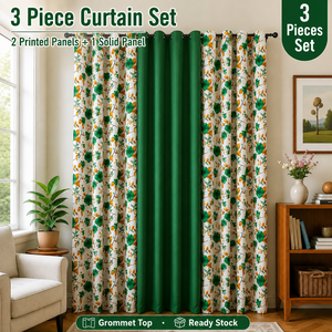 <span class=keywords><strong>Tende</strong></span> Oscuranti All'Ingrosso con Stampa Floreale e Occhielli, Drappeggi per Camera da Letto e <span class=keywords><strong>Soggiorno</strong></span>, Tenda Moderna Bicolore Patchwork con Occhielli - Product Image 1