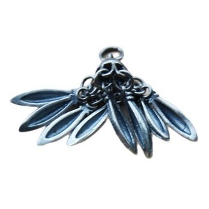 Silver Feather Tassel Charm <b>28mm</b> For Necklace Making Jewelry Findings - Product Image 5