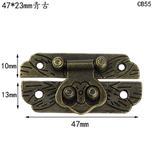 Boucle de boîte antique 47x23mm en alliage de zinc, serrure pour boîte en bois, accessoire décoratif CB55 - Product Image 1