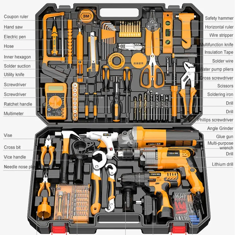 Caja de almacenamiento de herramientas de lugar de trabajo de plástico resistente rígido multifunción dedicado a electricista, Kit de herramientas de Hardware