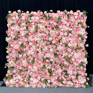 Realistic Artificial <b>pink</b> Rose Flower Wall 3D Silk <b>Backdrop</b> Eco-friendly for Wedding Party and Event Stage Decoration - Product Image 2