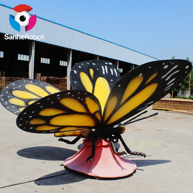 Realistic Life Size Simulation Insect Theme Park Decoration Large Animatronic Butterfly Models for Amusement Park