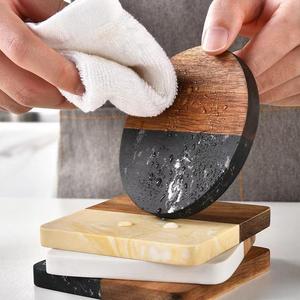 EUA Local Stock Free Tariff Reduction Presentes de casamento personalizados Stone Coaster Marble Acacia Wooden <span class=keywords><strong>Coasters</strong></span> for Drinks