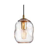 Suspension Globe Organique en Verre Clair Moderne de 7.6 Pouces de Hauteur Kit d'Or Luminaires Suspendus au Plafond Îlot de Cuisine