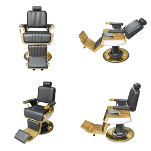 Chaise de coiffeur moderne en or noir robuste avec repose-pieds siège de coiffeur inclinable élégant et confortable pour salon de <span class=keywords><strong>coiffure</strong></span> - Product Image 2