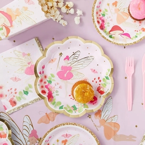 Fairy Theme Custom Printing Party Plate Fairy Theme Party Custom Hot Stamping Disposable Paper Plate Birthday Party Supplies - Product Image 1