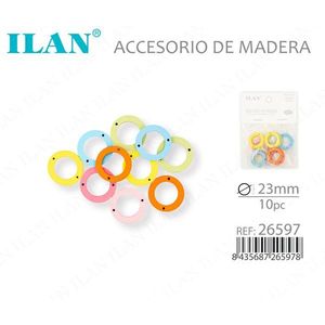 Accessorio circolare in legno ILAN da 23 mm, 10 pezzi, per cucito e artigianato - Product Image 3