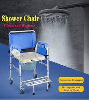 Chaise de toilette pliante en aluminium MSMT 2024, produit phare, avec roulettes de douche pour personnes âgées, utilisée dans les salles de bain, les hôpitaux et à domicile