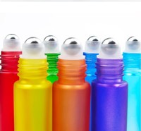 Flacons de parfum en verre dépoli coloré de 10 ml, vides, avec bouchon à vis et applicateur à bille, pour huiles essentielles, avec impression sérigraphique pour diffuseur à bâtonnets