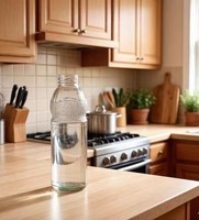Bouteille en verre cylindrique de 340 ml avec couvercle transparent et étiquettes pour jus, soda, lait, thé et café
