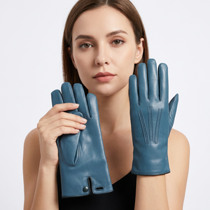 Guantes Térmicos de Piel de Oveja Azules para Mujer Ikhlas Sports, Forrados, Suaves, Cálidos para Invierno, con Pantalla Táctil, Elegantes para Fiestas - Product Image 1