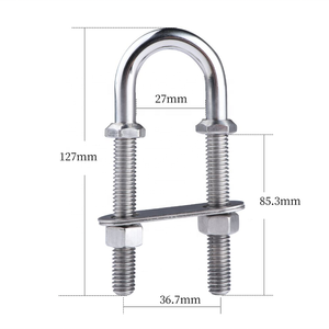 Nuevas piezas de barco Allshine de alta calidad, perno en U con <span class=keywords><strong>2</strong></span> arandelas, acero inoxidable <span class=keywords><strong>AIS</strong></span> pesado 316 a la venta - Product Image 2