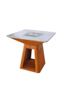 Nouveau design de barbecue d'extérieur en acier corten, barbecue au bois, foyer avec table