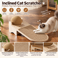Griffoir mural en forme de L pour chat, en bois, avec balle jouet, griffoir durable de qualité supérieure pour chat (sans désordre)