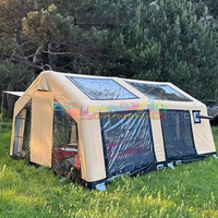Grande tente de camping extérieur pour 8 personnes en toile imperméable à l'eau, réchaud facile à installer, tente gonflable à air avec une chambre automatique