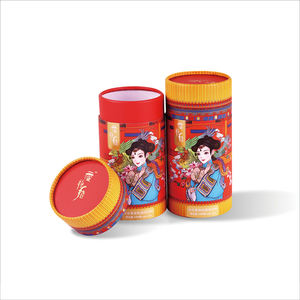 Wholesale red printed customized cylinder paper box factory made paper tube for food packaging - Product Image 1