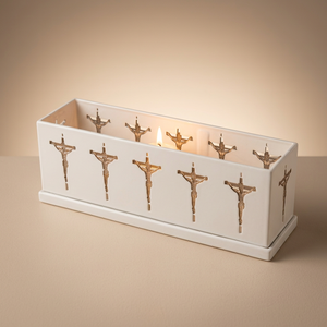 Wholesale Latest Cross Cutout Design White Metal Tea Light <b>Candle</b> <b>Holder</b> for Christmas Decoration - Product Image 3