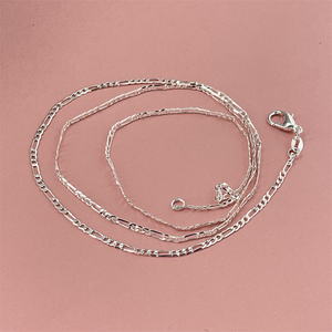 2MM 폭의 실버 도금 황동 피가로 링크 체인 목걸이 (여성/남성 패션 주얼리) - Product Image 4