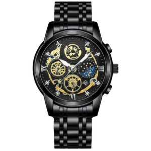 Reloj de Lujo Luminoso para Hombre al por Mayor, Reloj de Cuarzo de Acero Inoxidable de 42 mm, Diseño Esqueleto, Casual de Negocios, Resistente al Agua - Product Image 4