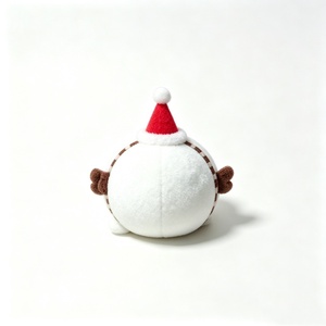 Oiseau de Noël personnalisé, oiseau en peluche rond, oiseau en peluche avec bonnet de Père Noël, jouet oiseau blanc d'hiver - Product Image 4
