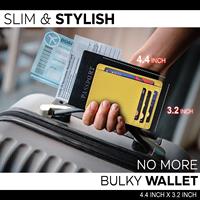 Dompet pemegang kartu kredit tipis saku depan pemblokir RFID dompet minimalis ramping kulit asli modis untuk pria wanita