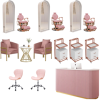 Ensemble complet de mobilier de salon rose et or, articles de salon, chaise de maquillage, chaise de coiffure