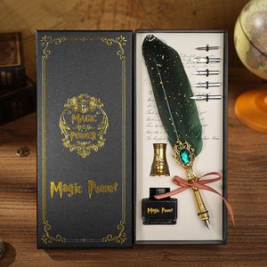 Présent cadeau papeterie classique Vintage Arts artisanat Design écriture <span class=keywords><strong>dessin</strong></span> calligraphie plume doré hibou plume dip stylo ensemble kit - Product Image 6
