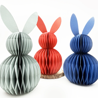 Pâques : 3 ensembles en stock, pendentifs lapin en papier nid d'abeille épais, respectueux de l'environnement, décoration maison européenne et américaine
