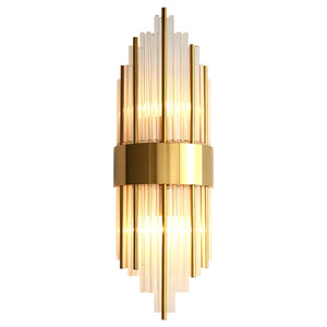 Lámpara <span class=keywords><strong>de</strong></span> <span class=keywords><strong>Pared</strong></span> <span class=keywords><strong>de</strong></span> Lujo para Sala <span class=keywords><strong>de</strong></span> Estar, Iluminación Decorativa <span class=keywords><strong>de</strong></span> Cristal, Aplique <span class=keywords><strong>de</strong></span> <span class=keywords><strong>Pared</strong></span> Dorado <span class=keywords><strong>de</strong></span> Acero Inoxidable para Pasillo Interior - Product Image 1