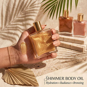 Wholesale Custom Vegan Organic Private Label <b>Moisturizing</b> Highlighter Makeup Bronzer Skin Glow Body Glitter Powder Shimmer Oil - Product Image 1
